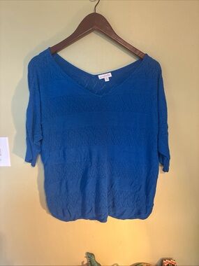 Charming Charlie Royal Blue V-Neck Short Sleeve Knit Top